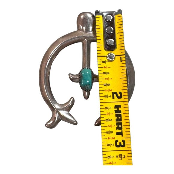 Navajo Sadie Randolph Sterling Silver Large Sandcast Turquoise Naja Pendant 34g - Picture 5 of 7